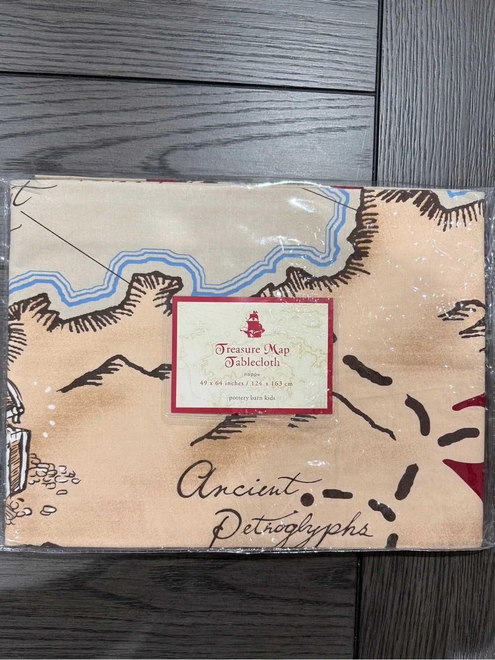 NEW Pottery Barn Kids Treasure Map Tablecloth 49x64 Pirates Birthday Party Theme